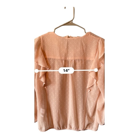 Soho By New York & Co Shirt Women’s Size Large Sheer Blush Pink Polka Dots - Picture 5 of 8